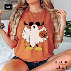retro disney mickey ghost halloween comfort colors shirt, mickey spooky season, trick or treat, disney halloween shirt,