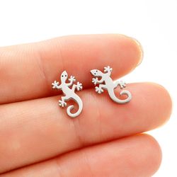 Lizard stud earrings, Stainless steel earring for girls, Gecko