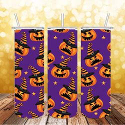 20oz tumbler sublimation wrap design, spooky halloween pumpkins, skinny tumbler wrap, 300 dpi high resolution png