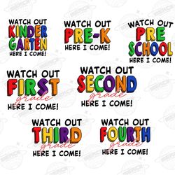 bundle watch out here i come png, back to school png, 1st gr