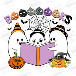 ghost reading book png, ghost books png, books halloween png