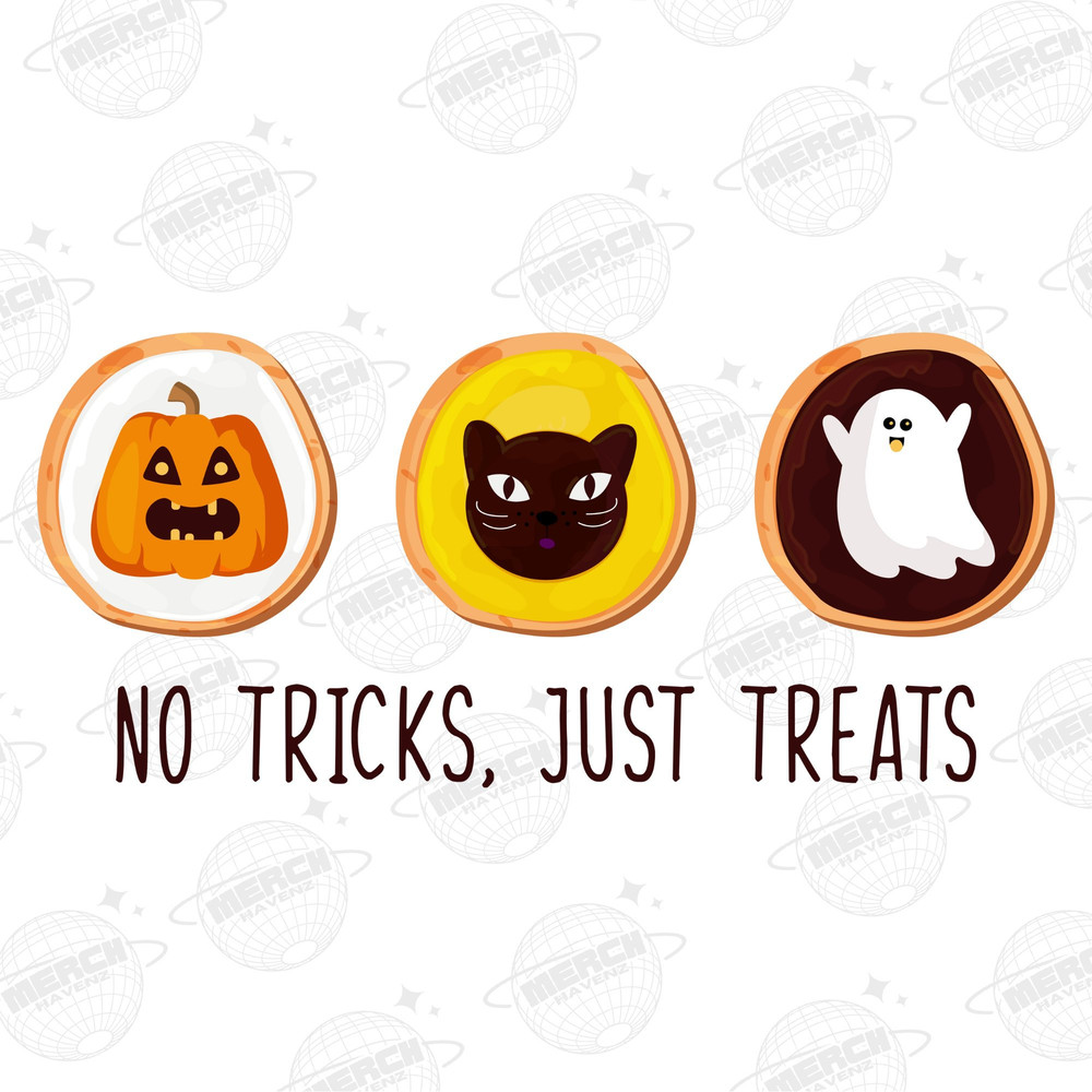 Halloween Cookies png, Retro Halloween sublimation design, No Tricks Just Treats, 90s halloween png, trendy Halloween graphic for shirts - 1.jpg