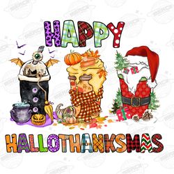 happy hallothanksmas coffee png, coffee clipart, fall png, h