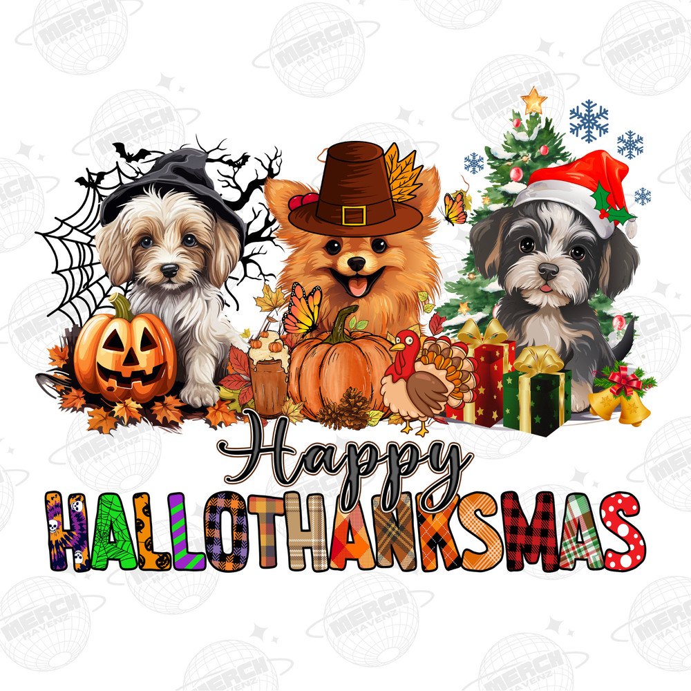 Happy Hallothanksmas Dog PNG, Dog Clipart, Fall PNG, Halloween png, Christmas PNG, Western Png, Instant Download, Sublimation Design - 1.jpg