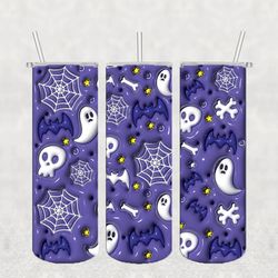 3D Inflated Halloween PNG, 20oz Skinny Tumbler spooky Sublimation Design For Straight, Tapered Tumbler PNG File