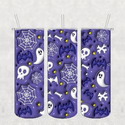 3d inflated halloween png, 20oz skinny tumbler spooky sublimation design for straight, tapered tumbler png file
