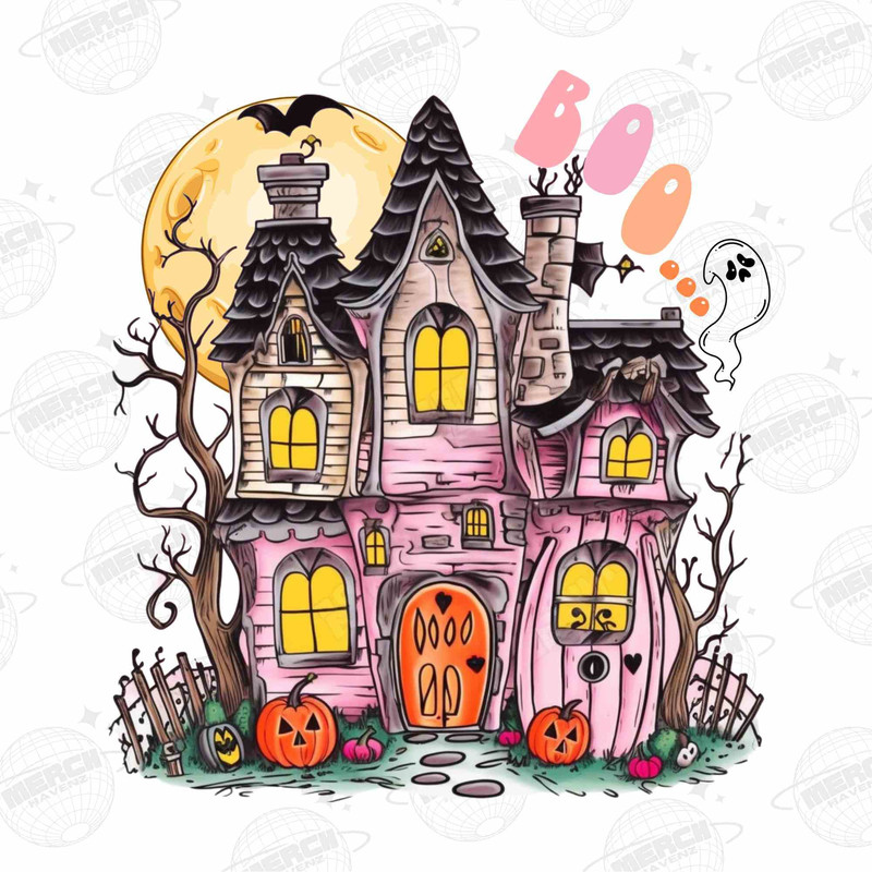 Haunted House PNG-Halloween Sublimation Digital Design Download-spooky season png, spooky girl png, kids halloween png, spooky boo png file - 1.jpg
