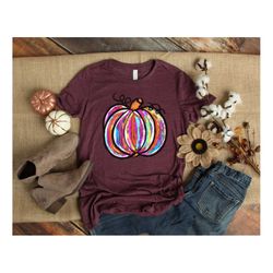 watercolor pumpkin t-shirt, colorful pumpkin shirt, watercolor pumpkins, thankful shirt, autumn shirt, cute fall shirt,