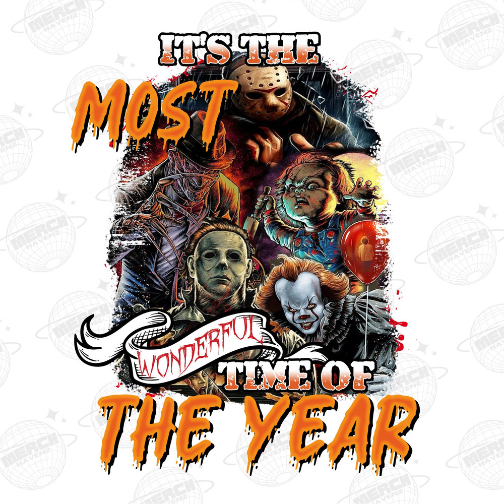 It's The Most Wonderful Time of The Year Halloween, Horror character PNG, Horror Vintage Movie PNG, Instant Digital Download, Halloween Png - 1.jpg