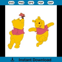 winnie the pooh svg, disney svg, pooh svg, pooh bear svg, butterfly svg, pooh bundle svg, happy pooh svg, cute pooh svg,