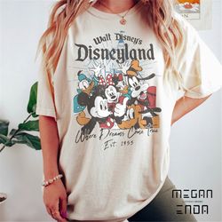 vintage walt disney's disneyland est 1955 comfort colors, where dreams come true shirt, retro disney castle shirt, disne
