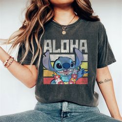 vintage disney stitch aloha comfort colors shirt, retro disney lilo & stitch shirt, stitch shirt, magic kingdom, disneyl