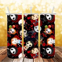Horror Movies 20 Oz Skinny Tumbler Sublimation Design, Halloween Tumbler Straight And Tapered Wrap, instant Download PNG