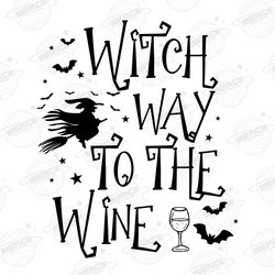 witch way to the wine png, halloween gift, funny halloween p