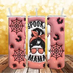 Spooky Mama and Bats 3D Tumbler Wrap, Momster, Lets Go Ghouls, 20oz Skinny Tumbler Mama Png, instant Download PNG