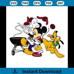 pluto and mickey cooking svg, disney svg, disney character svg, cartoon character svg, movie character svg, disney gift