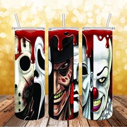 Horror Movies Characters Tumbler PNG, 20oz Skinny Tumbler PNG, Sublimation Design Download, Coffee Tumbler, Killers Png