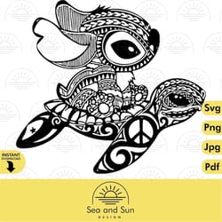 mandala stitch disneyland vector clip art files, lilo and stitch, icon, ears, digital, download, tshirt, cut file, svg,