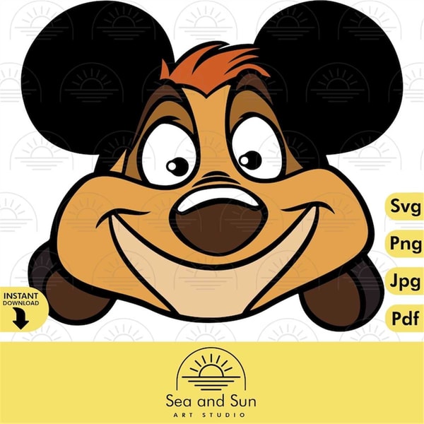 Timone Head The Lion King Svg, Clip art Files, Timon, Minnie, Mouse, Hea - Inspire ...