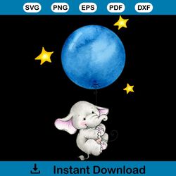 baby elephant hanging on blue balloon svg, trending svg, animal svg, elephant svg, balloon svg, blue balloon svg, cute e