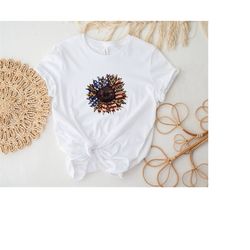 america sunflower shirt, usa flag flower t shirt, gift for american, 4th of july flag, sunflower shirts, sunflower lover