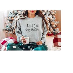 merry christmas trees sweatshirt, christmas sweatshirt, holiday sweater, womens holiday sweatshirt, christmas shirt, win