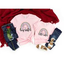 big sister rainbow shirt, big sister little sister shirt, valentines day shirt, mother's day gift, mother's shirt, match