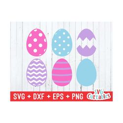 easter egg svg - easter cut file - split easter egg - polka dot - chevron -  svg - eps - dxf - png - silhouette - cricut
