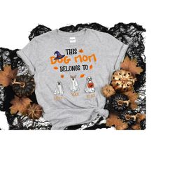 custom dog mom shirt with names, halloween mom shirt, personalized pet name shirt, dog lover gift, funny ghost dog shirt