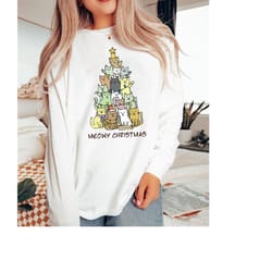 christmas tree shirt, christmas cat shirt, meowy christmas shirt, christmas cat shirt, retro christmas shirt, merry chri