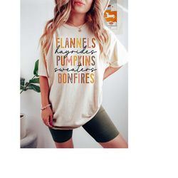 retro fall comfort colors shirt, flannels pumpkins bonfires, vintage thanksgiving pumpkin shirt, witch shirt, retro fall