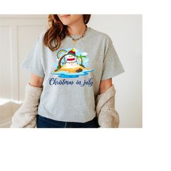 snowman in july shirt, christmas in july shirt, tropical christmas shirt, christmas snowmen, beach christmas shirt, summ