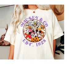 mickey and co halloween comfort colors shirt, disney comfort colors halloween shirt, mickey and friends halloweens shirt