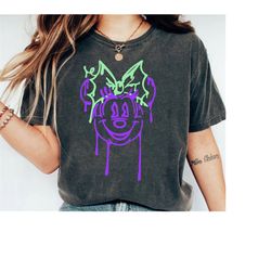 minnie spooky disney halloween colors comfort shirt, disney halloween shirt, minnie pumpkin shirt, minnie mouse hallowee
