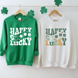 st patrick's day shirt, happy go lucky sweatshirt, saint patrick's day sweater, retro st patty's t-shirt, irish sweater