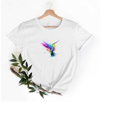 hummingbird shirt, watercolour birds t-shirt, nature tee, watercolor hummingbird, bird shirt, hummingbird lover, gift fo