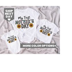 my first mother's day shirts, matching mommy and me shirt, new mom shirt, our first mother's day shirts, baby reveal shi