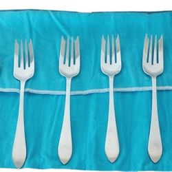 tiffany & co faneuil 6 salad forks set in sterling silver 925 long cm 17 inches 6 3/4" silverware cutlery serving no eng