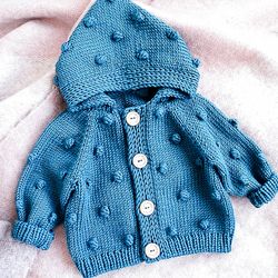 KNITTING PATTERN PDF: Popcorn Baby Cardigan "Smashy" /Baby Jacket / Baby Overall / Baby Sweater / 7 Sizes