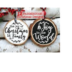 Farmhouse Christmas Ornament SVG PNG PDF, Christmas Svg Bundle, Christmas Ornament Svg, Farmhouse Christmas, Round Chris