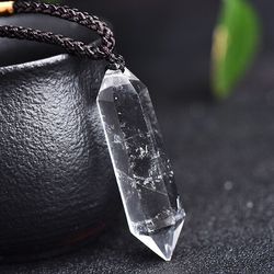 White Quartz Crystal Pendant Healing Necklace
