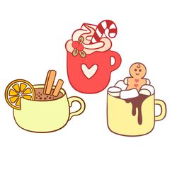 hot chocolate winter drinks christmas bundle svg