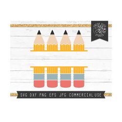 pencil svg, pencil monogram svg cut file for cricut, pencil split frame svg back to school, silhouette, school cut file,