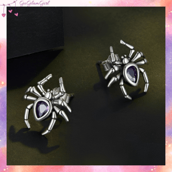 s925 purple spider stud earrings