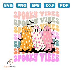 retro spooky vibes halloween cute ghost svg digital file