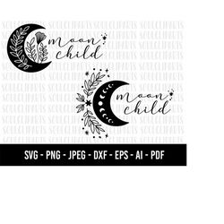 cod186-moon child quote svg/flowers moon svg clipart/celestial eye svg/crescent moon svg, celestial night moon clipart c