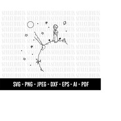cod588-the little prince and the fox svg/the little prince svg/the little prince clipart/le petit prince art/cut file cr