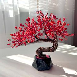Handmade bonsai of beads | wire tree sculpture | desk accessories | exclusive gift idea