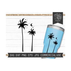 palm tree svg cut files for cricut, palm tree silhouette, beach svg, moon and stars svg, beach sunset svg, palm trees sv