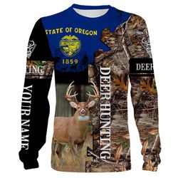 deer hunting oregon flag camo custom name 3d all over print shirts, face shield &8211 personalized hunting gifts &8211 f